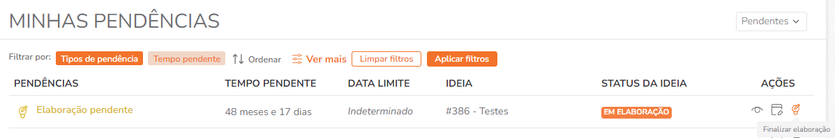 Lista de ideias em elaboração
