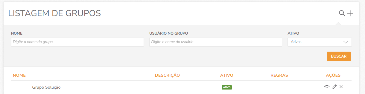 Listagem de Grupos