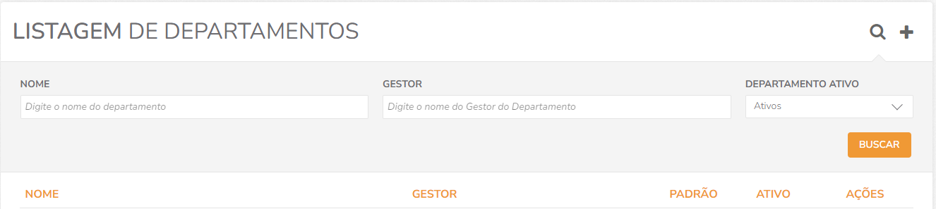 Listagem de Departamentos