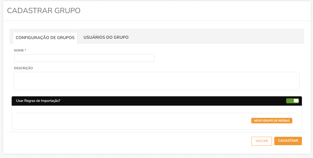 Cadastrar Grupo