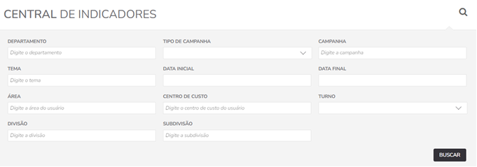 Acesso aos filtros na Central de Indicadores