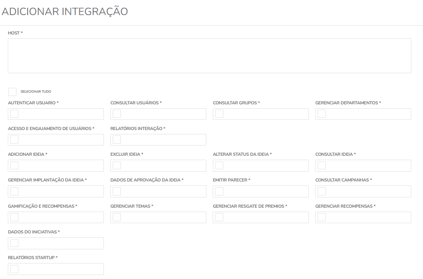 Permissões possíveis ao gerar token