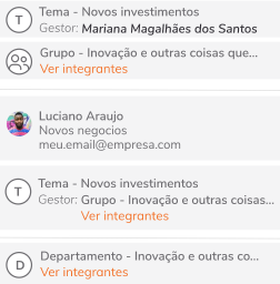 Visualização de responsáveis pelas pendências