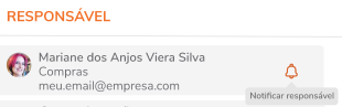 Ícone do sino para notificar responsáveis
