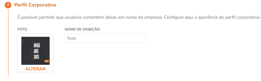 Configuração de Perfil Corporativo