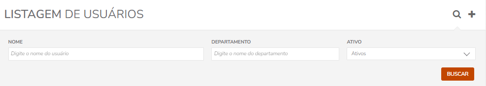 Filtros e ícone para novo usuário