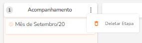 Menu de pontinhos ao lado da etapa