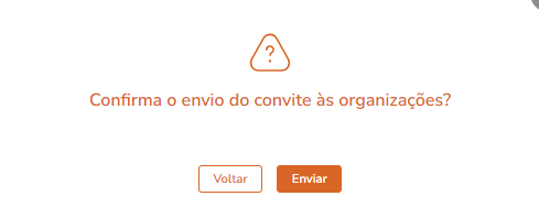 Pop-up de confirmação antes do envio dos convites