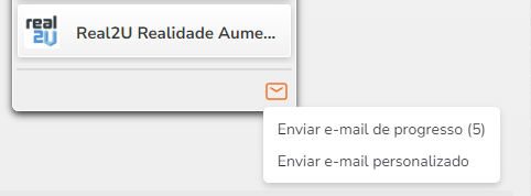 Botão de envio de e-mail das etapas do funil