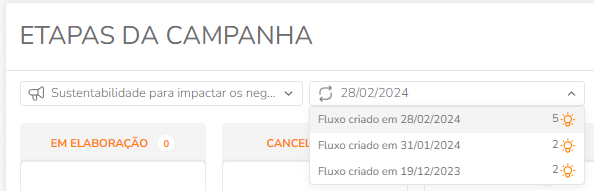 Seletor de fluxo/formulário para localizar ideias em fluxos antigos
