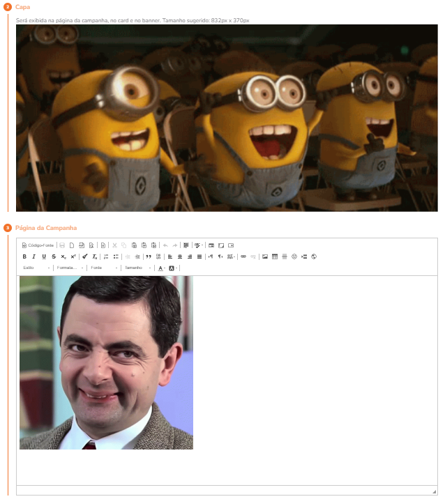 Configuração da capa da campanha