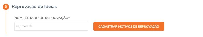 Cadastro de motivos de reprovação