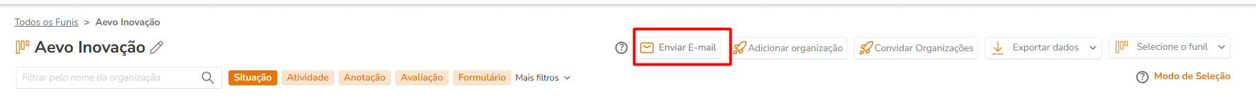 Botão Enviar E-mail no funil