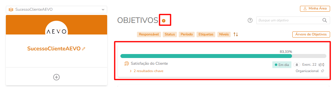 Card de objetivo com barra de progresso