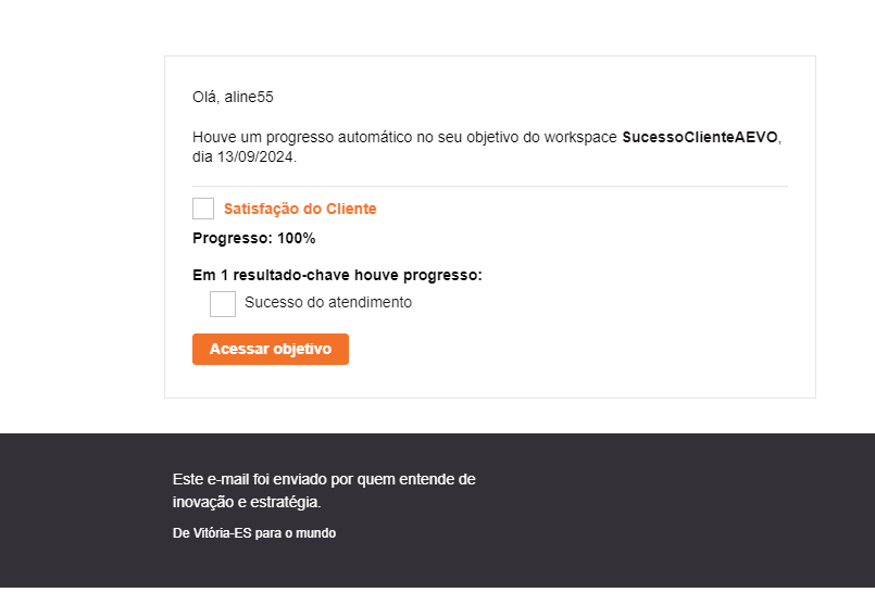 Notificação de progresso automático para colaborador