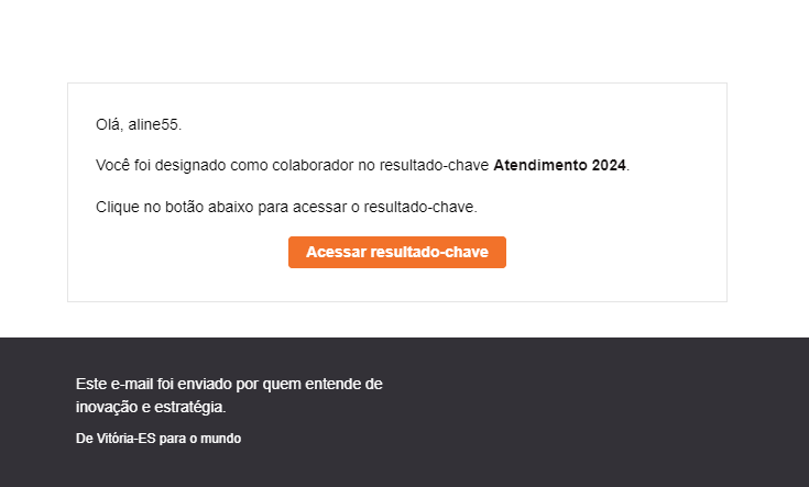 E-mail enviado ao colaborador do resultado-chave