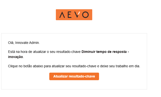 E-mail de lembrete para atualização de resultado-chave