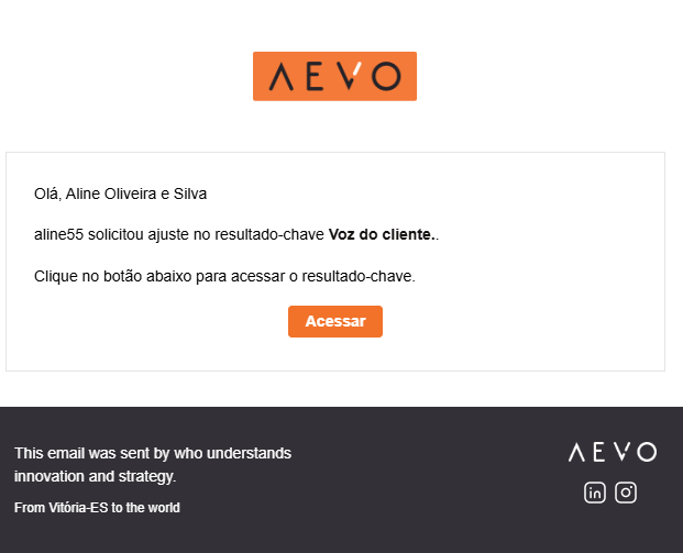 E-mail solicitando ajustes no resultado-chave