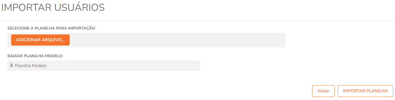 Botão Importar Usuários na tela de Usuários