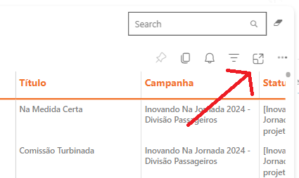 Opção para ampliar visualização do indicador