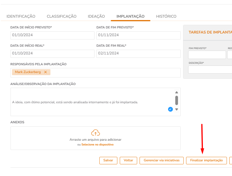 Ideia em implantação