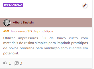 Ideia marcada como implantada