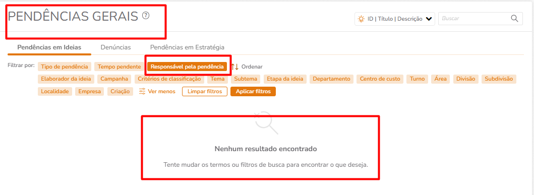 Pendências Gerais sem itens