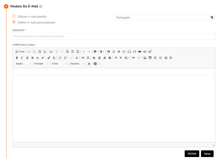 Editor de Modelo de E-mail