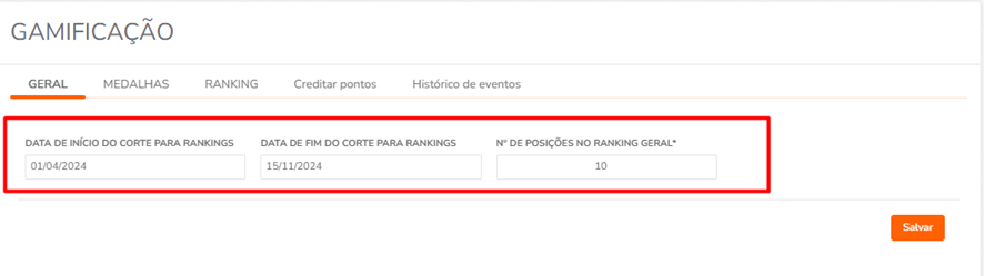 Configuração de datas de corte e número de posições