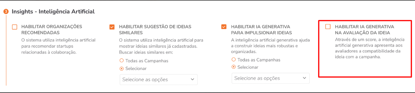 Configuração Geral para habilitar IA generativa