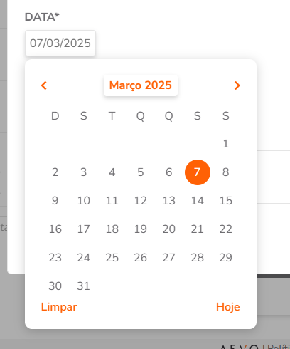 Campo Data no formulário de atualização