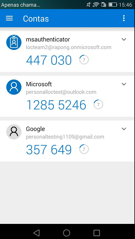 Código de 6 dígitos gerado pelo app autenticador