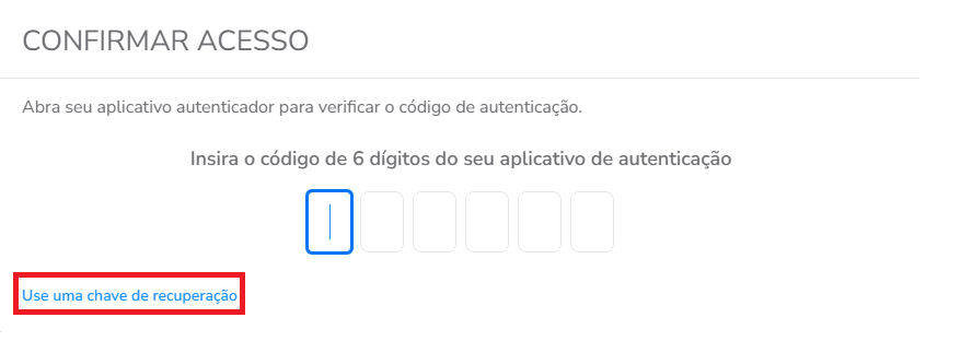 Link Use uma chave de recuperação