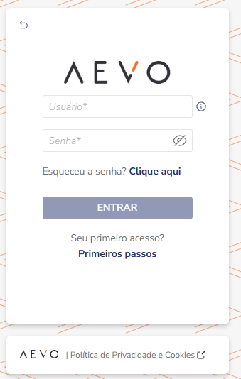 Tela de login AEVO