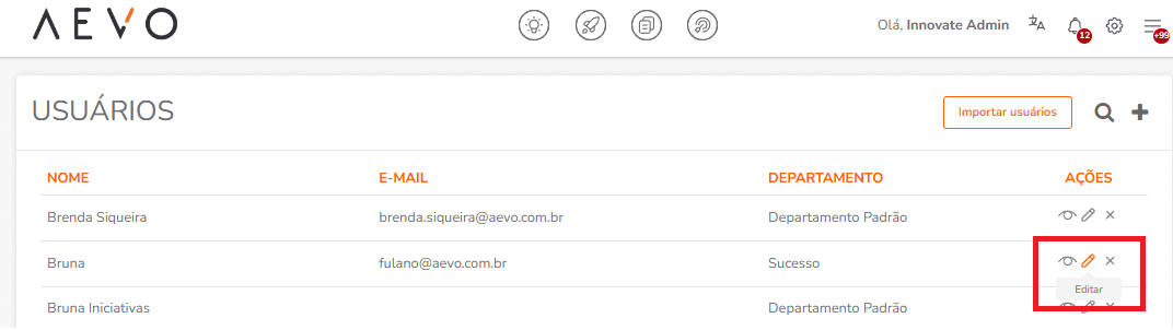 Editar usuário - ícone de lápis