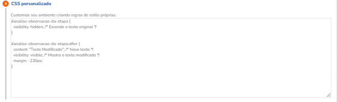 Exemplo de CSS personalizado aplicado