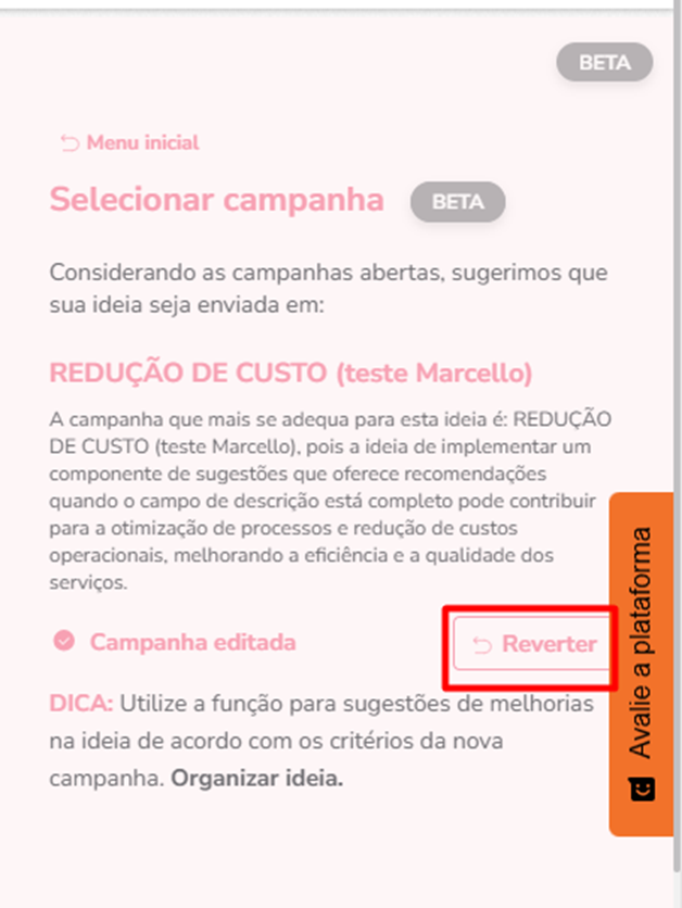 Botão Reverter