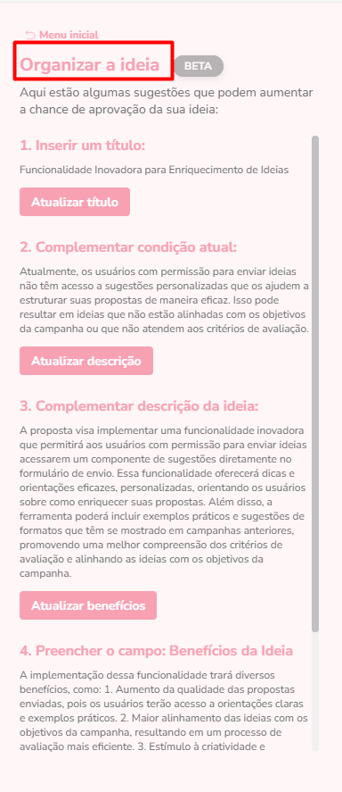 Organizar a ideia - exemplos