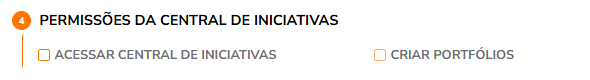 Permissões da Central de Iniciativas
