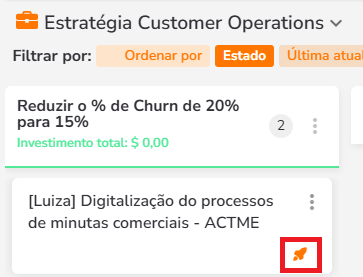 Ícone de foguete indicando projeto criado a partir de funil