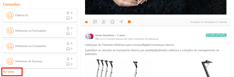Menu lateral com a opção Ver todas as Conexões