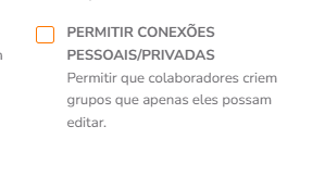Opção Permitir conexões pessoais/privadas nas configurações