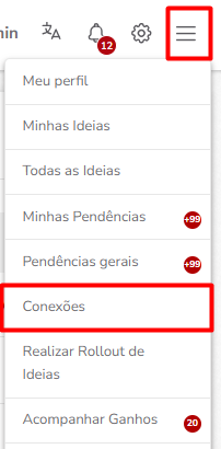 Página com todas as Conexões listadas