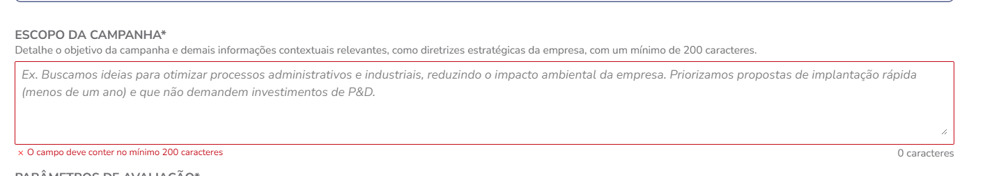 Campo Escopo da Campanha