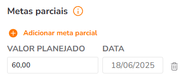 Configuração de metas parciais