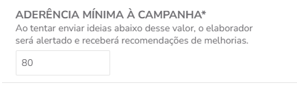 Configuração do Campo Aderência Mínima