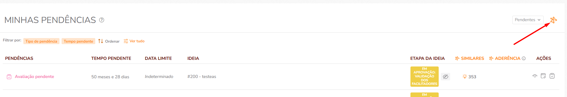 Ativando componente de IA na listagem de ideias