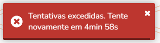 Notificação indicando tempo restante para desbloqueio automático